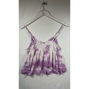 Kiwi & Punch Purple Tie Dye Smocked Peplum Cami Top Medium Boho Festival Cami